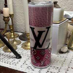 Homecrafted lux HomedesignTumbler white pink 20 oz stainless keeps hot & cold